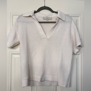 LOFT Cream Knit V-Neck Sweater